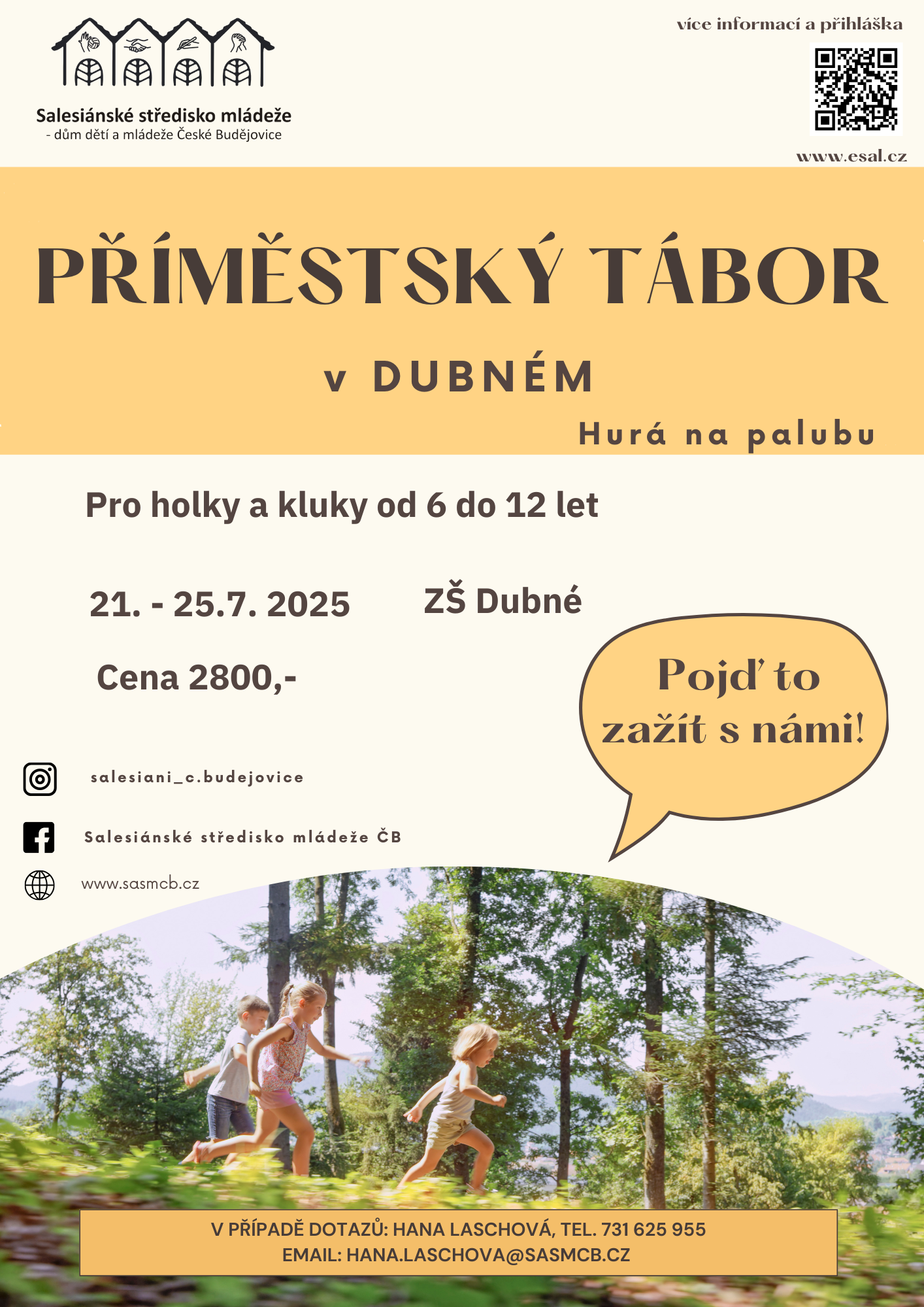 Salesiánské středisko - pořádání příměstských táborů pro děti v Dubném