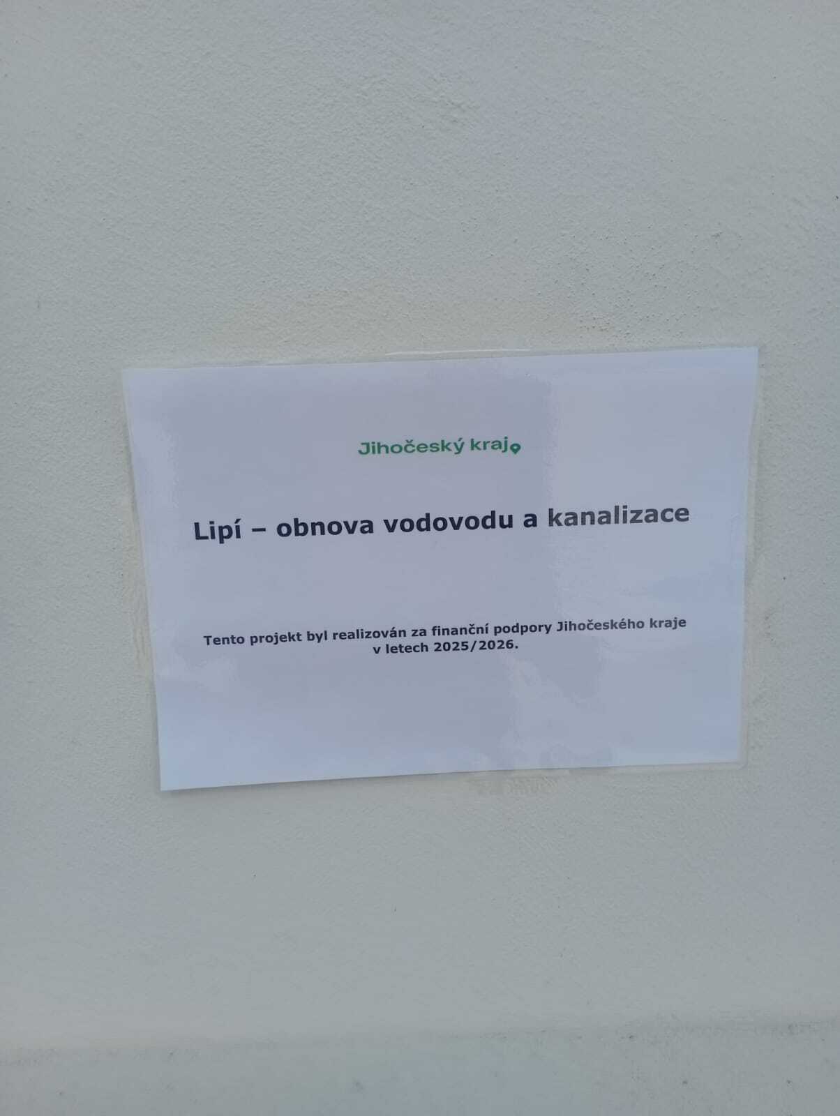 Lipí – obnova vodovodu a kanalizace
